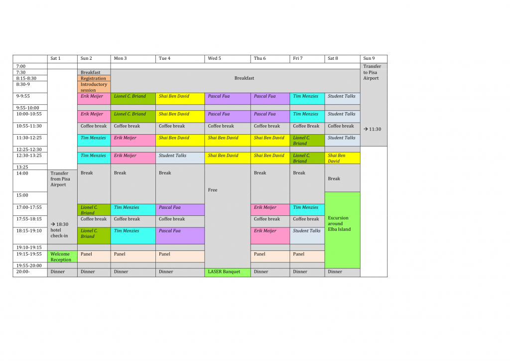 LASER 2019 Schedule